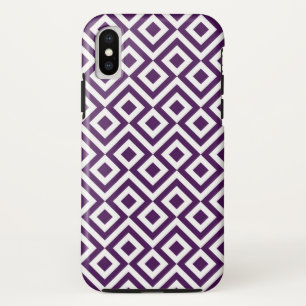 Coques Pour iPhone Méandre géométrique en violet et blanc