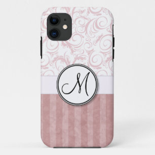 Coques Pour iPhone Mèches et rayures florales roses avec le
