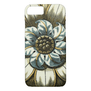 Coque iPhone 8/7 Médaillon floral orné sur Arrière - plan bleu clai