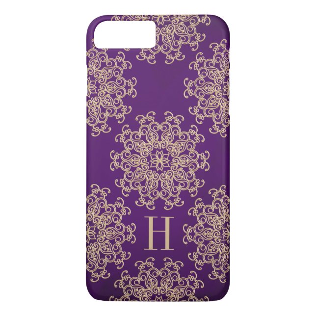Coques Case-Mate iPhone Médallion exotique monographique violet et or (Dos)