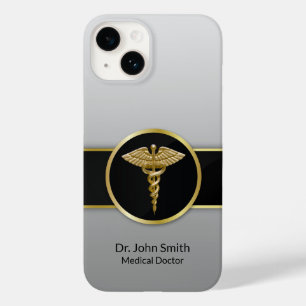 Coque Pour iPhone 14 Médicale Caduceus Gold Professional