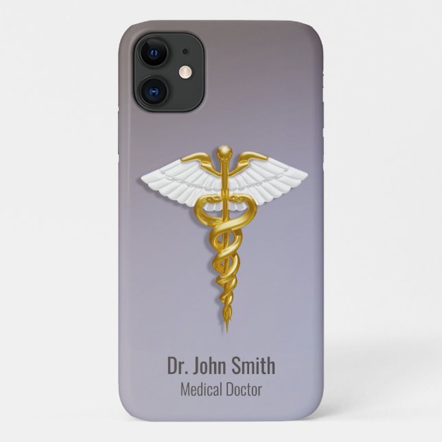 Coques Case-Mate iPhone Médicale Elegant Gold Caduceus ailes blanches (Dos)