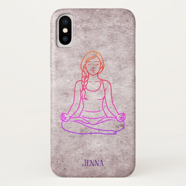Coques Case-Mate iPhone Méditer le nom personnalisé de la dame (Dos)