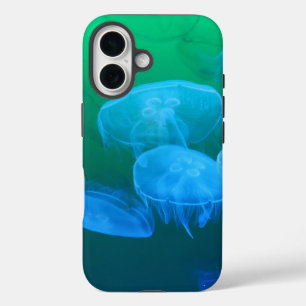 Coque Pour iPhone 16 Méduse Cool Dégradé Vert Bleu