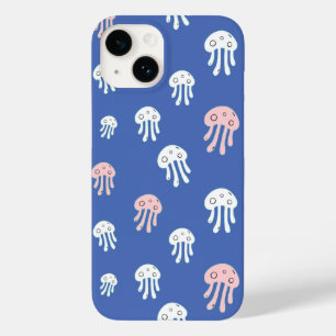 Coque Pour iPhone 14 Méduses sur fond bleu