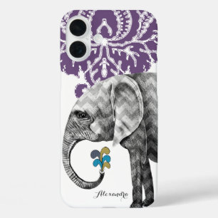 Coques iPhone 16 Plus Mehndi Indien esthétique moderne Twist Elephant