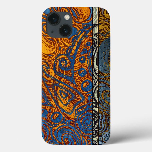 Coques Case-Mate iPhone Mehndi Tribal Bleu et Orange (Verso)