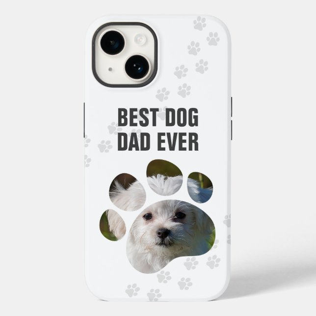 Coques Case-Mate iPhone Meilleur Chien Papa Jamais Photo Empreinte de patt (Verso)