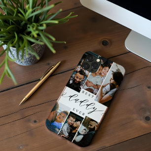 Coque Pour iPhone 14 Meilleur Papa de Tous les Temps Script Collage de