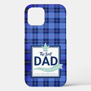 Case-Mate iPhone Case Meilleur Papa Du Monde Couronne Tartan Bleu Ca