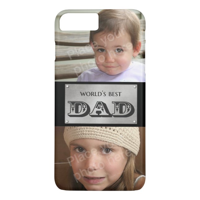 Coques Case-Mate iPhone Meilleur papa du monde - Photos personnalisées 2 (Dos)