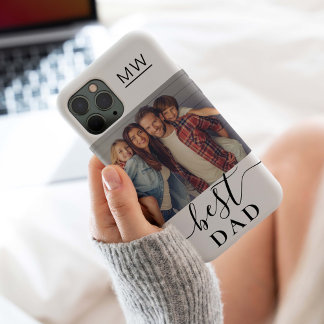Coque Pour iPhone 15 Meilleur Papa Monogramme Moderne Écriture Photo Bl
