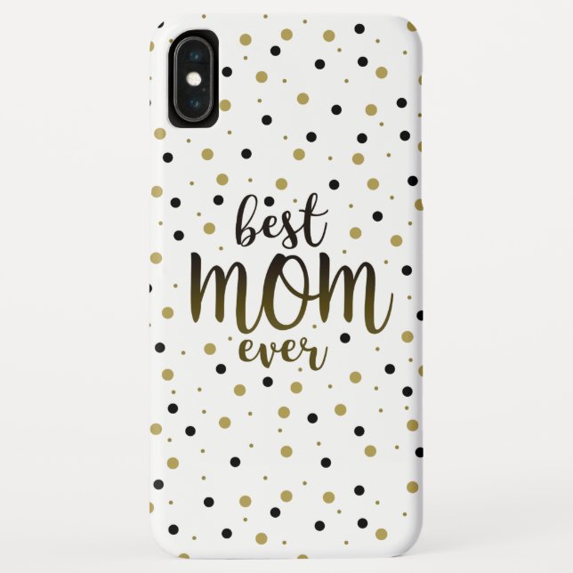 Coques Case-Mate iPhone Meilleure maman jamais Confetti noir et or (Dos)