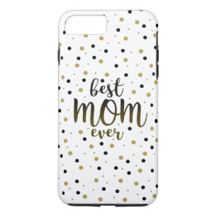 Coque iPhone 8 Plus/7 Plus Meilleure maman jamais, Or et Noir de la typograph