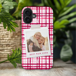 Coque Pour iPhone 16 Meilleure maman jamais photo mignonne moderne roug