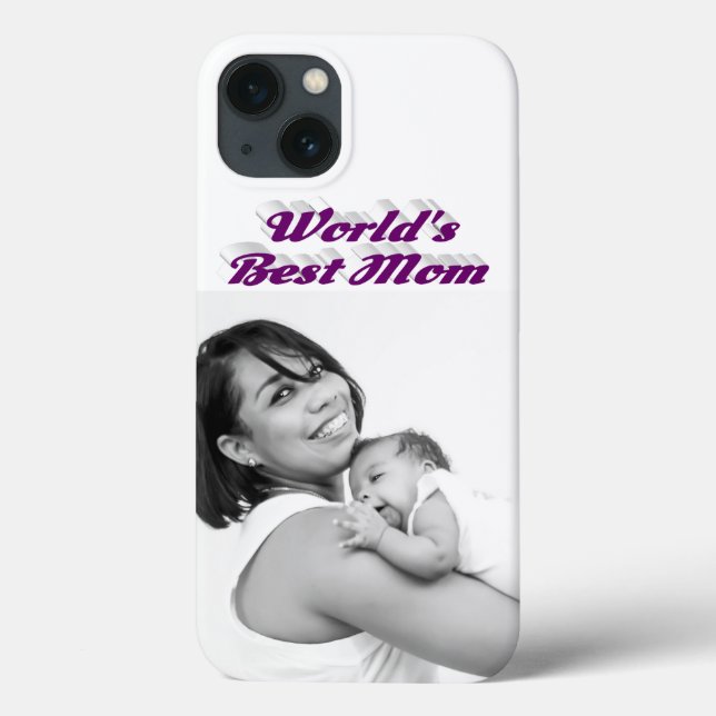Coques Case-Mate iPhone Meilleure maman photo texte violet (Verso)