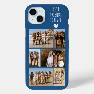Coque iPhone 15 Mini Meilleures Amies Pour Toujours 6 Photo Bleue