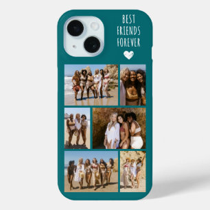 Coque Pour iPhone 15 Meilleures Amies Pour Toujours 6 Photo Turquoise