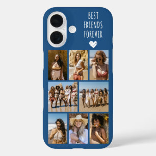 Coque Pour iPhone 16 Meilleures Amies Pour Toujours 8 Photo Bleue