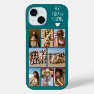 Coque Pour iPhone 15 Meilleures Amies Pour Toujours 8 Photo Sarcelle