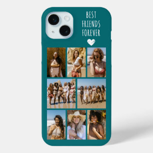 Coque iPhone 15 Mini Meilleures Amies Pour Toujours 8 Photo Sarcelle