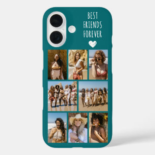 Coque Pour iPhone 16 Meilleures Amies Pour Toujours 8 Photo Sarcelle