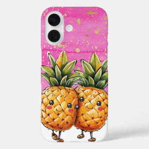 Coque Pour iPhone 16 Meilleurs amis Ananas Kawaii Ananas mignon rose