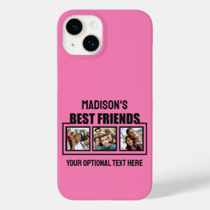 Coque Pour iPhone 14 Meilleurs amis photos personnalisées, texte et cou