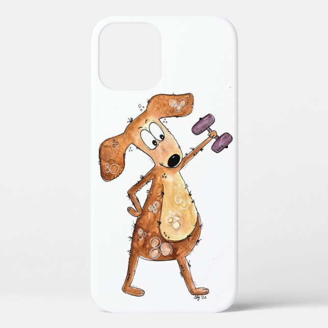 Coques Case-Mate iPhone Mélange Whimsical Brown Chien Poids de levage (Verso)
