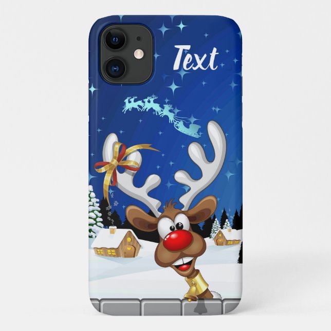 Coques Case-Mate iPhone Mème de Noël drôle de renne qui regarde par-dessus (Dos)