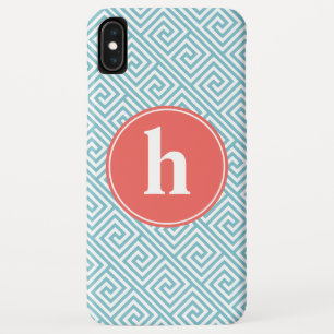 Coque Pour iPhone XS Max Menthe et monogramme grec orange de motif