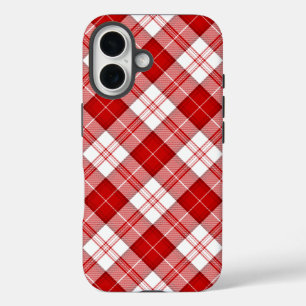 Coque Pour iPhone 16 Menzies tartan rouge blanc plaid
