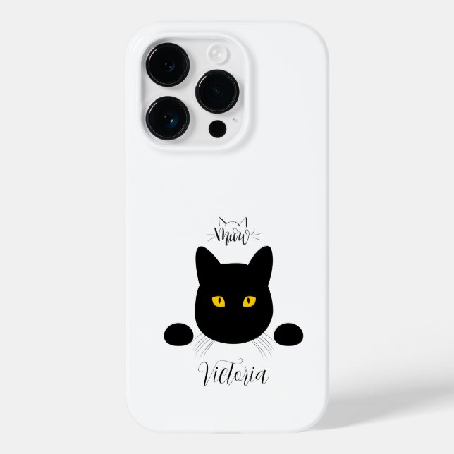 Coques Case-Mate iPhone Meow Black Cat Golden Eyes personnalisable (Verso)