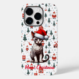 Coque Pour iPhone 14 Pro Meow Christmas Devon Rex Cat, Noël Père Noël Kitte