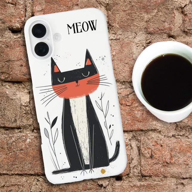 Coques Case-Mate iPhone Meow. Illustration de chat confiant (Créateur téléchargé)