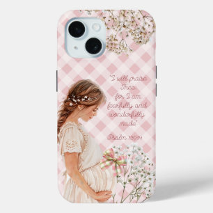 Coque Pour iPhone 15 Mère enceinte élégante Bible à carreaux et nœud pa