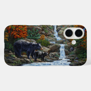 Coque Pour iPhone 16 Mère Ours Noir & Petit par Cascade