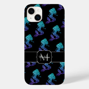 Coque Pour iPhone 14 Plus Mermaid aqua bleu ombre motif Monogramme