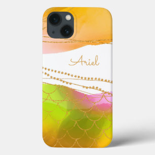 Case-Mate iPhone Case Mermaid Watercolor Art Gold Name Modern Fun
