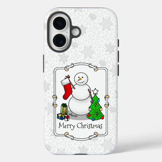 Coques Case-Mate iPhone Merry Christmas 2 Tree Stocking Snowman (Verso)