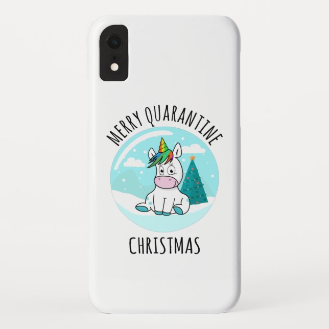 Coques Case-Mate iPhone Merry Quarantine Christmas Unicorn (Dos)