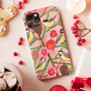 Case-Mate iPhone Case Mésanges rouges et jaunes mignonnes arbre de Noël 