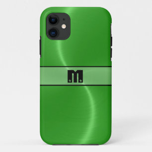 Coque iPhone 11 Métal brillant vert frais 14 d'acier inoxydable
