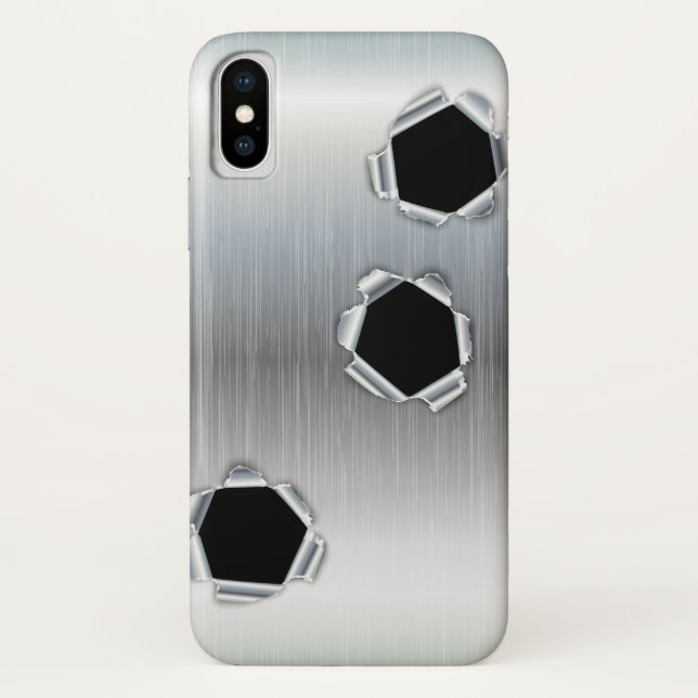 Coques Case-Mate iPhone Métal brossé amusant et Trous à puces (Dos)