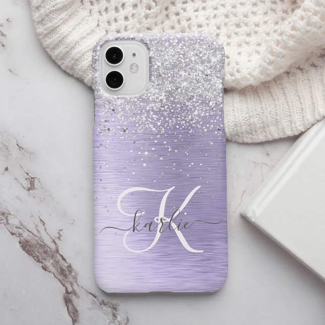 Coques Case-Mate iPhone Métal brossé violet Parties scintillant d'argent N (Créateur téléchargé)