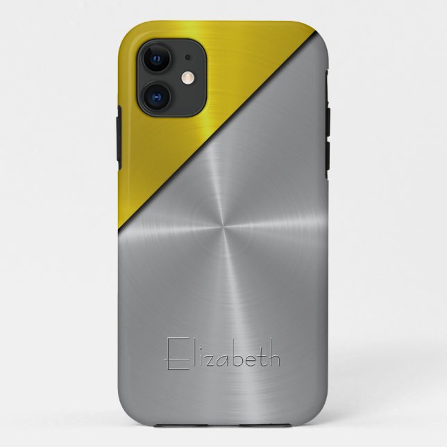 Coques Case-Mate iPhone Métal en acier brillant argent et or (Dos)