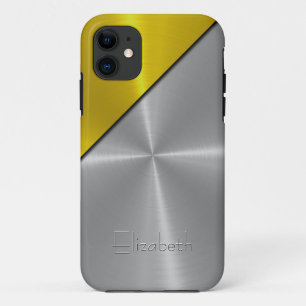 Coques Pour iPhone Métal en acier brillant d'argent et d'or
