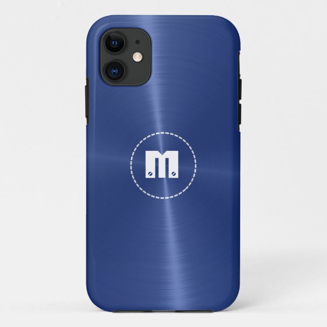 Coques Case-Mate iPhone Métal en acier inoxydable bleu foncé brillant (Dos)