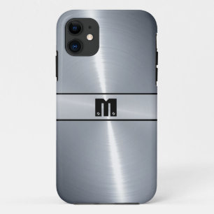 Coque iPhone 11 Métal en acier inoxydable brillant en argent 12