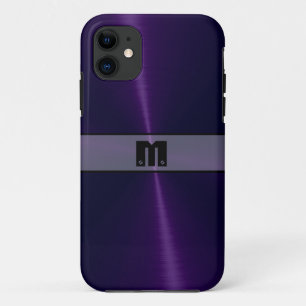 Coque iPhone 11 Métal en acier inoxydable brillant pourpre 6